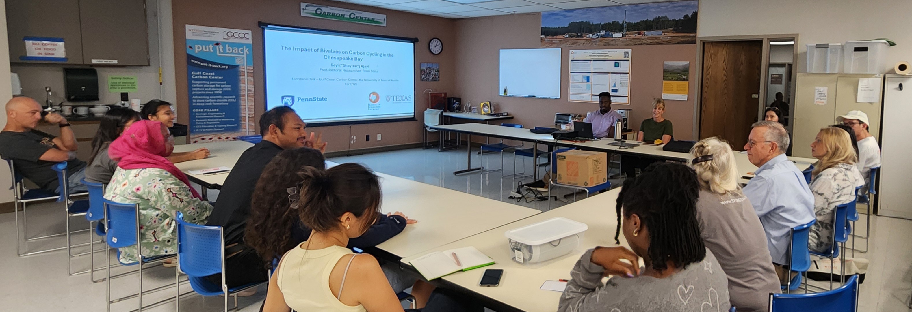 Seyi Ajayi presenting at GCCC weekly meeting